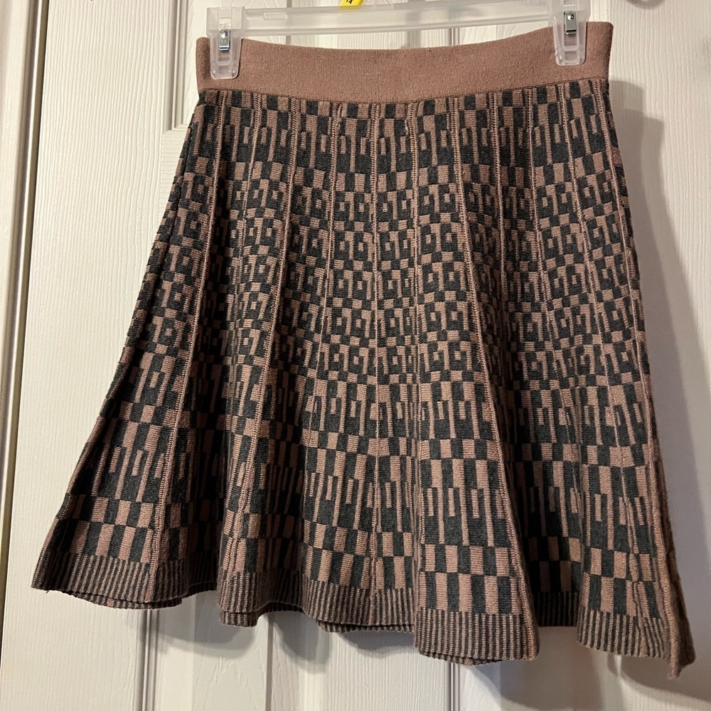 Jolt Brown and Black Checkered A-Line Skirt